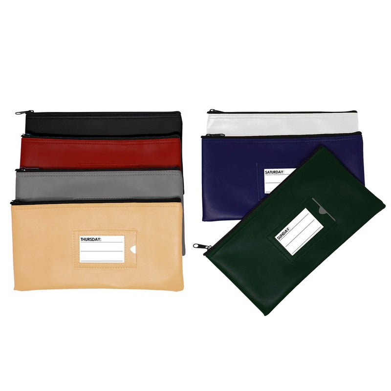 Nadex 7 Days Bank Deposit Cash and Coin Pouches with Zipper Closure, Each Money Bag with Blank Card and Card for Each Day of the Week, Multi-Color - Image 3
